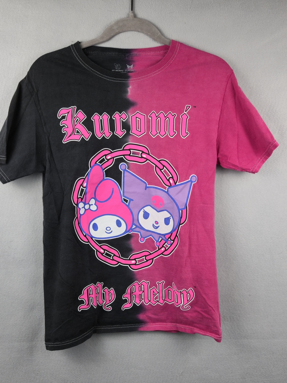 Sanrio Kuromi My Melody Split Dye T-Shirt Small BoxLunch Pink Black